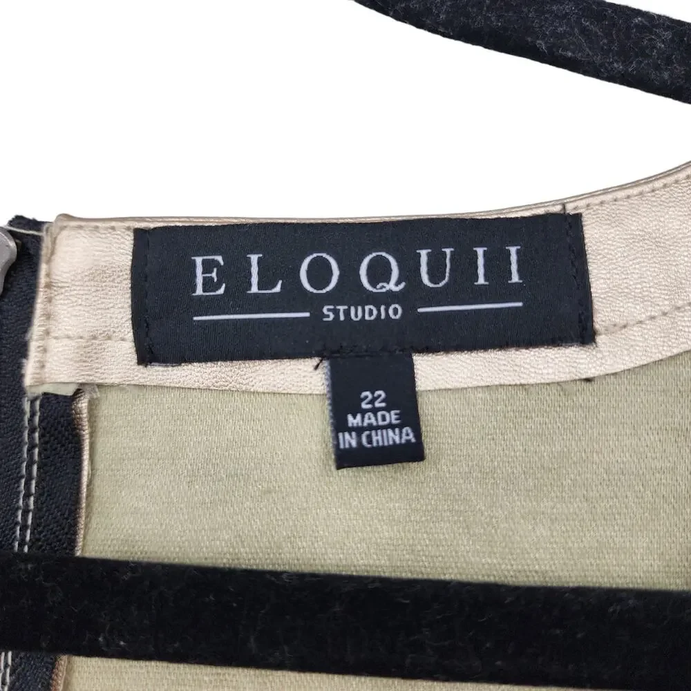 Eloquii Gold Sleeveless Exposed Zipper Back Ruffle Front Blouse Size 22